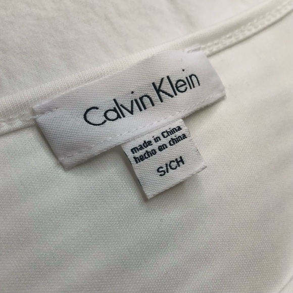 Calvin Klein Sheer Striped Short Sleeve T-Shirt Top White - Picture 6 of 6